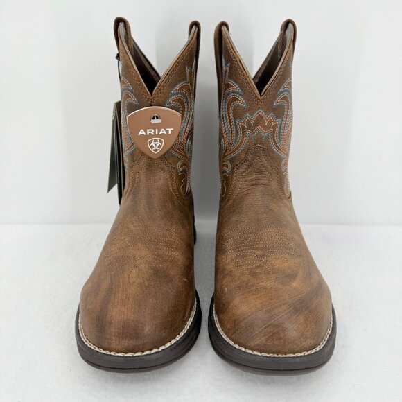 NWOB Ariat Women's Brown Leather Western Anthem Round Toe Shortie Boots Sz US 7B - Picture 3 of 13